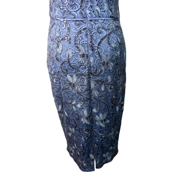 Vince Camuto Blue Sequin Lace Sleeveless Sheath Dress Size 4 - Picture 6 of 10